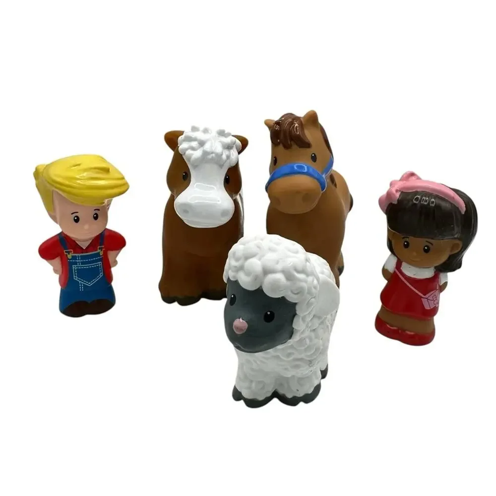 Mattel Fisher Price Little People 5 Piece Farmer Girl Horse Cow Sheep Animals